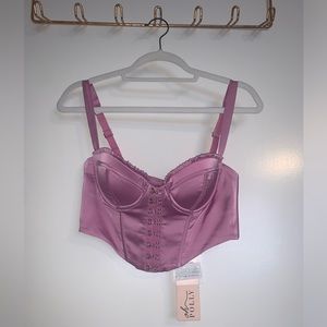 Oh Polly Satin Underwired Cropped Corset Top